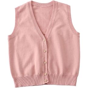 jinghuiyue V Neck Sweater Vest for Women Trendy Sleeveless Cardigan Solid Color Button Down Knitted Tank Tops