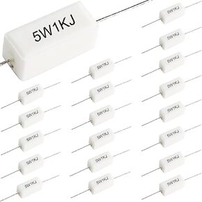 DKARDU 20 pcs Ceramic Cement Resistor 10W 3 Ohm Resistor Power Resistor esistance 5% Ceramic Wire Wound Resistors Shock-Resistant and Heat-Resistant Axial Lead Resistor White