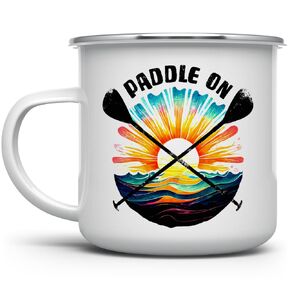 Paddle On Camp Coffee Mug, Outdoor Beach Camping Cup, Paddle Boarding Surf Ocean Lover Gift for Her Him (12oz)