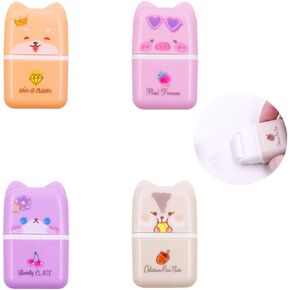 LAIYOHO 4 Cute Cartoon Eraser, Animal Theme Roller Chip Removal Color Rectangular Eraser are Suitable for Children/School Office Supplies Stationery