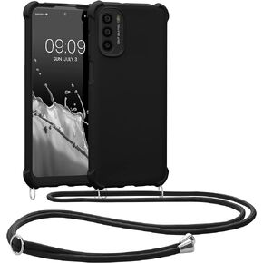 kwmobile Crossbody Case Compatible with Motorola Moto G31 / Moto G41 Case - TPU Silicone Cover with Strap - Black