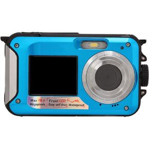 Underwater Camera, 10ft Waterproof Camera, Full HD 2.7K 48MP, 16X Digital Zoom, Underwater Digital Camera with Selfie Dual Screen, DV Digital Camera for Snorkeling (Blue)