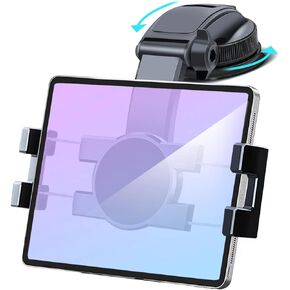 Car Dashboard Tablet Mount Holder, 360° Rotatable Suction Cup with Large Clamp Dash Phone Stand for iPad Pro 12.9/9.7/11/10.5/Air/Mini 6 5 4 3, Samsung Galaxy Tab, iPhone 15/14, 4.7"-12.9" Tab & Phone