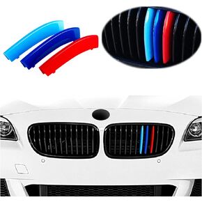 Exact Fit ///M-Colored Grille Insert Trims Compatible With BMW 2010-2016 F10 F11 5 Series 528i 535i 550i with Standard Center Chrome Kidney Grill (10 Beams), NOT 12-Beam Black Grille