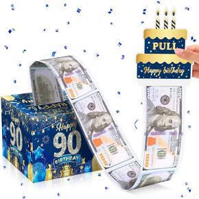 Blue Silver 16th Birthday Money Box for Cash Gift Pull, Surprise Money Gift Money Box with Birthday Pull Out Card & 30Pcs Bags for Boys Kids Blue Silver 16th Birthday Christmas Party Favor Gift