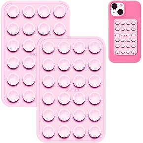 PKYAA 2 Pack Silicone Suction Phone Case Adhesive Mount, Strong Grip Holder for Selfies and Videos, Hands-Free Sticky Phone Grip for iPhone and Android, 2.17" x 3.15" (Black)
