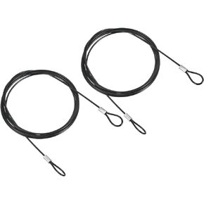 PATIKIL 3.3Ft Safety Cable Lock, 2 Pack Stainless Steel 2mm Dia Security Wire Rope with Double Loop for Stage Lighting Luggage Lock Black