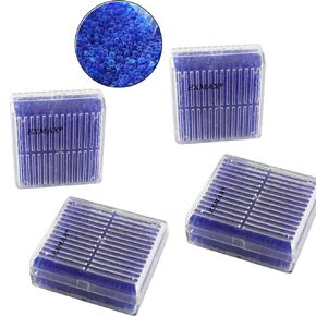EXMAX Blue Indicating Silica Gel Beads(2-4mm) Desiccant Functional Hard Plastic Canister Dehumidifier Moisture Absorb Box Dryer for Camera Microscopes Telescopes - 4 Pack