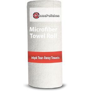Adam's Polishes Microfiber Towel Roll - 30 Pack Tear-Away Reusable Towels - 12 x 12 (1-Pack)