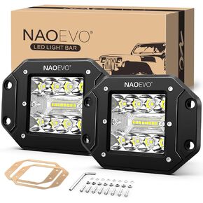 NAOEVO 5 بوصة مصابيح LED للتثبيت على السطح، 40 وات 4000 لومن مجموعة إضاءة LED شريط إضاءة/الطرق الوعرة/القيادة/مصابيح الضباب، مصابيح LED عكسية/نسخ احتياطي/أضواء عمل للشاحنات والقارب جيب 4x4 UTV ATV، عبوتان (أبيض) in Kuwait