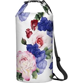 Goosehill Waterproof Dry Bag 5L 10L 20L, Floral Pattern with Durable Plato 500D PVC Material, Floating Roll Top Waterproof Bag for Kayaking Paddleboard Rafting Boating Swimming Camping, 1 STRAP
