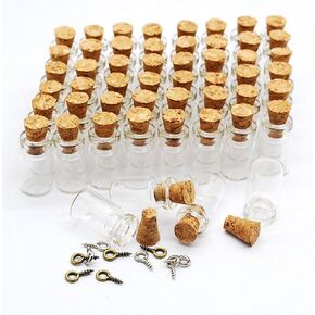 CTKcom 100pcs 0.5ml-extra Mini Tiny Clear Glass Jars Bottles with Cork Stoppers, Glass Bottles for Decoration, Arts & Crafts, Projects, Party Favors,100 Botlles + 100 Screws