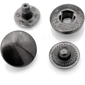 CRAFTMEMORE 10 Pack Snap Fasteners Color Plated Solid Brass Metal Snaps Heavy Duty Press Stud S-Spring Poppers Button VT1#888 (8 mm, Silver)