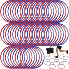 Shappy 50 Pcs Agility Rings with Storage Bags 15 Inch Agility Training Rings Hoop Exercise Ring Plastic Speed Rings Jumping Hoops for Sports Soccer Football Gymnastics Practice Games