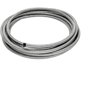 3/8 خرطوم الوقود 6AN 25FT خرطوم خط الوقود، AN6 3/8 "خرطوم الوقود العالمي الفضة الفولاذ المقاوم للصدأ مضفر النايلون CPE أنبوب النفط الغاز (غير مناسب E85)
