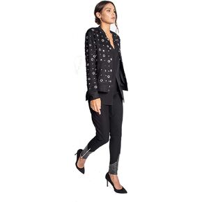 Karen Thomas Women's Faux Suede Moto Eco Jacket with Studs MADE IN USA Sustainable Two Front Pockets