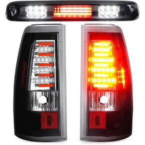 LED Tail Light + 3rd Third Brake Light Fit for Chevy Silverado GMC Sierra 1500 2500 3500 1500 HD 2500 HD 2003-2006, for Chevy Silverado GMC Sierra Classic Models 2007, 3 Pcs, Chrome Housing Smoke Lens in Kuwait
