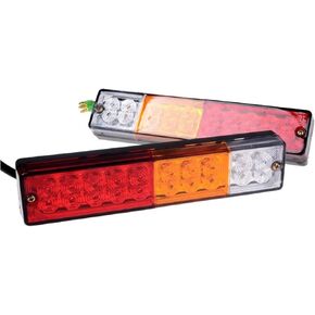 PerfecTech 20-LED Truck Trailer Tail Light Turn Signal Reverse Brake Light, Stop Rear Flash Lamp,3W 12V Red-Amber-White Waterproof (Pack of 2)