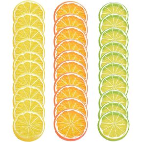 30 PCS Artificial Lemon Slices - Simulation Lemon Slices Plastic Fake Fruit Artificial Lifelike Small Fruit Model for Home Kitchen Table Party Decor Photography Prop Wedding Decoration (Orange)