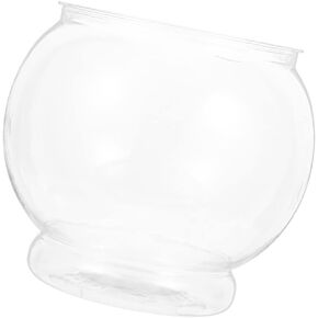 BESPORTBLE Mini Fish Tank, Drum Style Fish Bowl Transparent Plastic Round Bowl Terrarium Desktop Aquarium Fish Tank for Fish, Turtles, Aquatic Plants