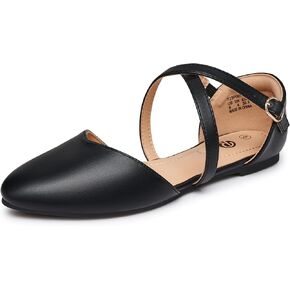 Rekayla Women's Flats Ankle Strap Ballet Flats Dressy Comfortable Women Shoes Criss-Cross Pointed Closed Toe Flats for Women Adjustable Buckle Fashion Cute Dress Flats for Work Wedding Office Casual