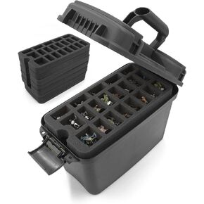 CASEMATIX Miniature Storage Hard Shell Figure Case - 105 Slot Figurine Carrying Case with Customizable Foam Tray Compatible with Warhammer 40k, DND & More!