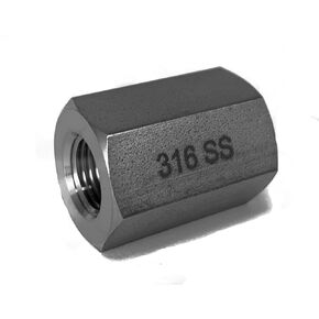 Single S316 Stainless Steel 1/8 NPT Female to 1/8 NPT Female Straight Hex Coupler/Coupling for Air, Liquid or Hydraulic Fitting - Industrial Air Tool Hose 1/8 Inch Coupling