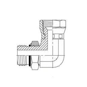 Brennan Industries 6809-06-06-NWO-FG Forged Steel 90 Degree Elbow Tube Fitting, 9/16"-18 SAE ORB x 9/16"-18 SAE Thread, 3/8" Male Adjustable O-Ring Boss x 3/8" Female JIC Swivel