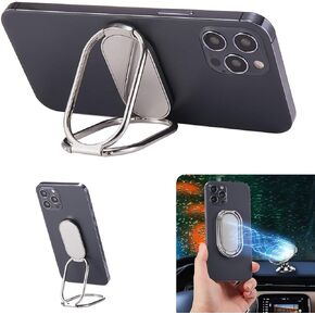 Phone Ring Holder Finger Kickstand Foldable Cellphone Stand 360° Rotation Metal Ring Grip for Magnetic Car Mount Compatible with iPhone Most Smartphone Black