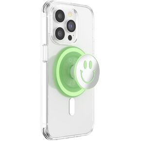 PopSockets Phone Grip with Expanding Kickstand, Compatible with MagSafe, Adapter Ring for MagSafe Included, Wireless Charging Compatible - Matcha Dew Happy Reflex