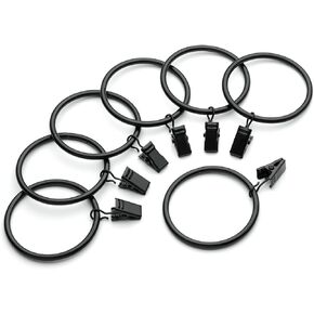 HD6063 Pack of 14 Drapery Curtain Rings with Clips, 2.5 Inch Inner Diameter (14, Antique Brass)