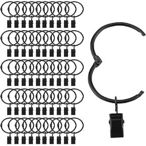 Yinuoday 50pcs Metal Curtain Rings with Clips Openable Drapery Clips Hooks Decorative Curtain Rod Rings 1.26in Interior Diameter Curtain Drapes Hangers Rings for Hanging Drapery in Kuwait