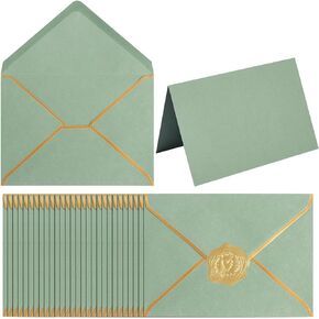 50 Pack A4 Envelopes with 4x6 Folded Cards and Gold Stickers, 4x6 Gold Envelopes for Office, Wedding, Invitations, Graduation, Baby Shower (Cream Color, 4x6)