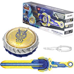 INFINITY NADO Bey Battling Blade Toys Metal Brust Pro Gyro Toys for Boys and Girls Age 5+, Battle Set for 8-12 with Spinning Top & Sword Launcher, Blazing War Bear, Flame Red