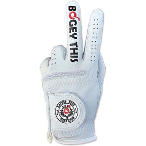 Bogey This - Premium 100% Cabretta Leather Men's Golf Glove Men Left Right Men Hand Funny Golfer Gift Durable Large White Adult Weather Grip