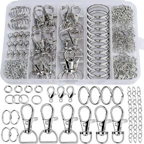 Teenitor Keychain Clip Key Chian Rings, Lobster Claw Clasps with Key Rings, 72pcs Key Chain Hooks Keychains Clips 32pcs Key Rins and 400pcs Jump Rings for Jewelry Making, Keychain Rings Keychains Kit