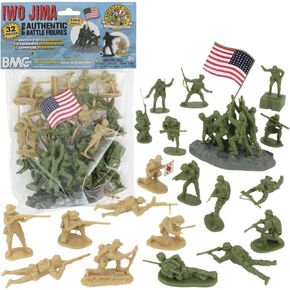 BMC WW2 Iwo Jima Plastic Army Men - 32 American and Japanese Soldier Figures