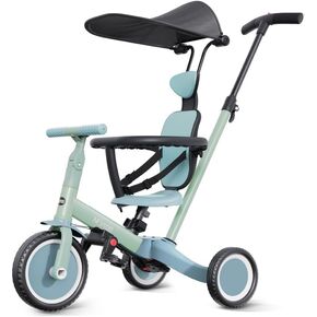 newyoo Tricycle for Toddlers 1-3, Toddler Bike, Birthday Gift and Toys for Girl and Boy, Push Trike with Handle and Canopy, 6 in 1 Baby Trike, Balance Bike, TR009, Blue