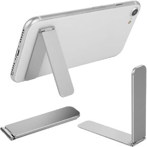 TIESOME Ultra-Thin Cell Phone Holder, Adjustable Mini Alloy Phone Kickstand Portable Foldable Phone Stand Adjustable Angle for Mobile Phone Tablet Universal Model (Black)