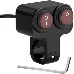 مفتاح المقود، Malictele 12 فولت ATV مفتاح إضاءة مقود الدراجة النارية مقاوم للماء مفتاح تبديل من سبائك الألومنيوم CNC للدراجات النارية ATV UTV سكوتر يناسب المقاود 7/8 بوصة (22 مم) أحمر قطعة واحدة in Kuwait