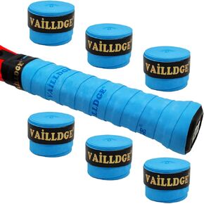 Vailldge Tennis Racket Grip Tape - Precut Dry Feel Grip Tape Absorbs Sweat Tennis Grip Velvety Comfort Overgrip for Tennis Racquet Pickleball Squash Badminton Baseball Bat(6 Pack)