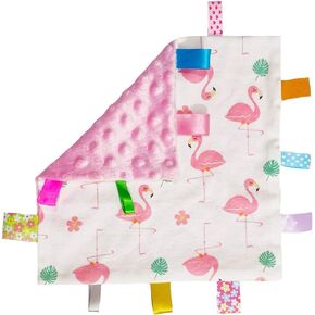 Lovey Baby Security Blanket with Tags Soft Plush Taggy Blanket Comfort Appese Towel Minky Dot Blanket Soothing Toy Cute Penguin Pattern Design, Great Newborn Toddler Gift 9 x 9 inches- Blue