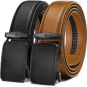 KEMISANT Men's Belt 2 Pack Nontrimmable- Adjustable Ratchet Belt For Gift Men Lightweight 1 3/8"