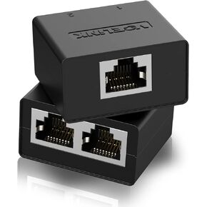 مقسم إيثرنت VCELINK من 1 إلى 2، مقسم RJ45 مكون من قطعتين لكابل Cat5/ Cat5e/ Cat6 LAN، مقسم الإنترنت أنثى إلى أنثى باللون الأسود (يرجى استخدامها في أزواج) in Kuwait
