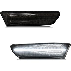White LED Front Bumper Side Marker Light Compatible with G35 Coupe 2003-2007 /Skyline V35 Coupe 2002-2007, Replace OEM Amber Sidemarkers 26185AM800