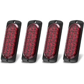 4Pcs 4.4" Trailer Truck Side Maker Lights 24LED Amber Turn Signal Brake Parking Clearance Lights IP67 Waterproof Aluminum Housing Marker Lights for Trailer Truck Tractor RV