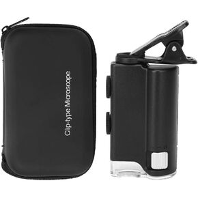 60-100X Portable Clip Microscope LED Magnifier, Portable Magnifier Loupe Magnifying Glass for Observing with LED UV Light for Detecting Counterfeit Currency or Identifying Antique Items