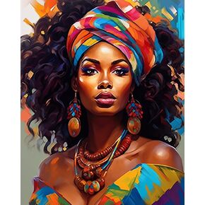 Tucocoo Paint by Number African Women Graffiti Portrait DIY Painting on Canvas with Brushes Acrylic Paints Afro Black Women Paint by Numbers for Adults and Kids Student Beginner 16x20 Inch（DIY Frame）