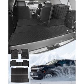 2015-2020 for Chevy Tahoe Floor Mats 2020 2019 2018 2017 2016 2015 for GMC Yukon Floor Mats(Not for XL), Custom Fit All Weather Floor Mats for Chevrolet Tahoe Cargo Trunk Mat Liner Accessories