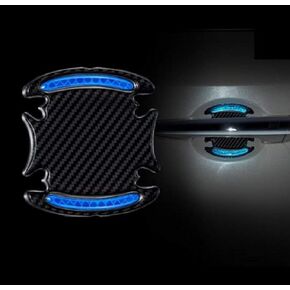 TRUE LINE Automotive Carbon Fiber Inner Door Scratch Protector Reflective Warning Marker Trim Molding 4PC (Blue)